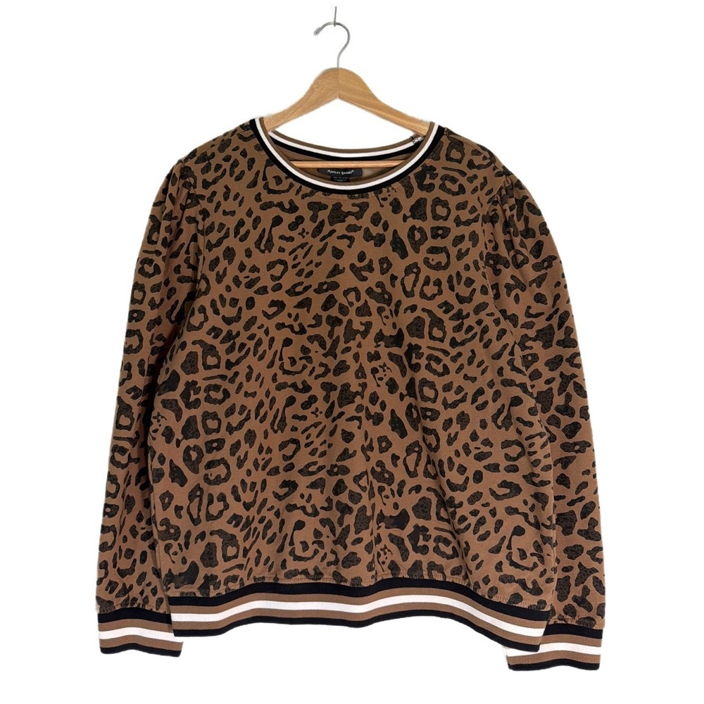 Ashley Stewart Ashley Sport Leopard Print Sweatshirt Sz 14/16